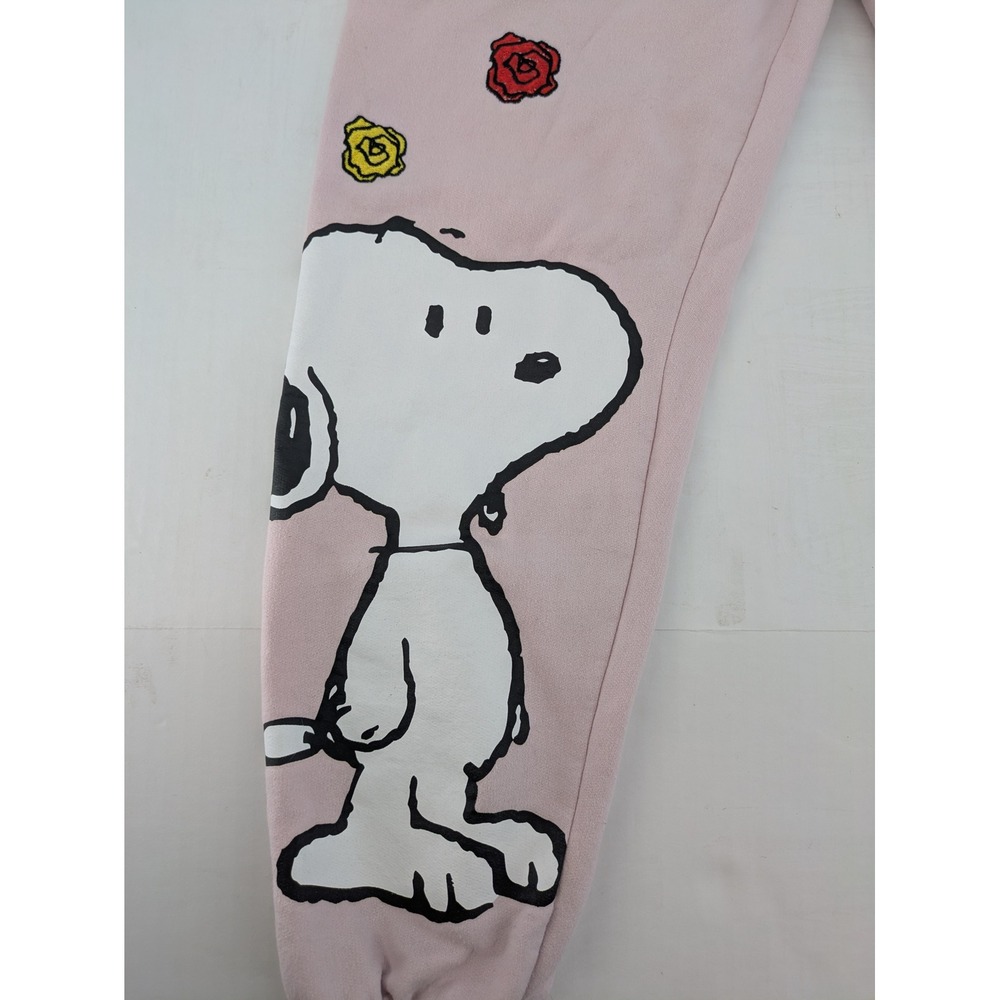 Peanuts Snoopy Woodstock Sweatpants Womens Small Pink Embroidered Graphic Jogger - Picture 8 of 11
